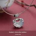 Jade Top Koi sterling silver pendant necklace with natural chalcedony and longevity lock collar in white chalcedony 45cm option