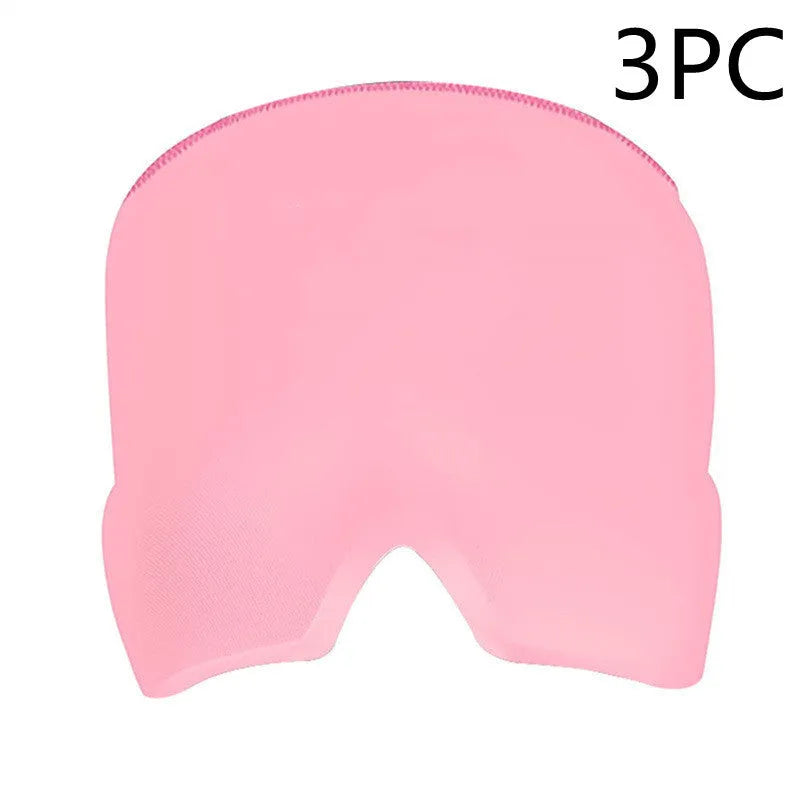 Black elastic gel cold compress eye mask for headache relief with measurements