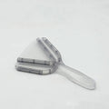 Red and grey adjustable telescopic can opener and bottle opener tool on a white background.