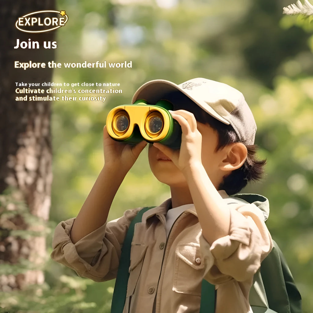 Childrens HD telescope toy with 30mm lens in green, yellow, and purple ABS plastic