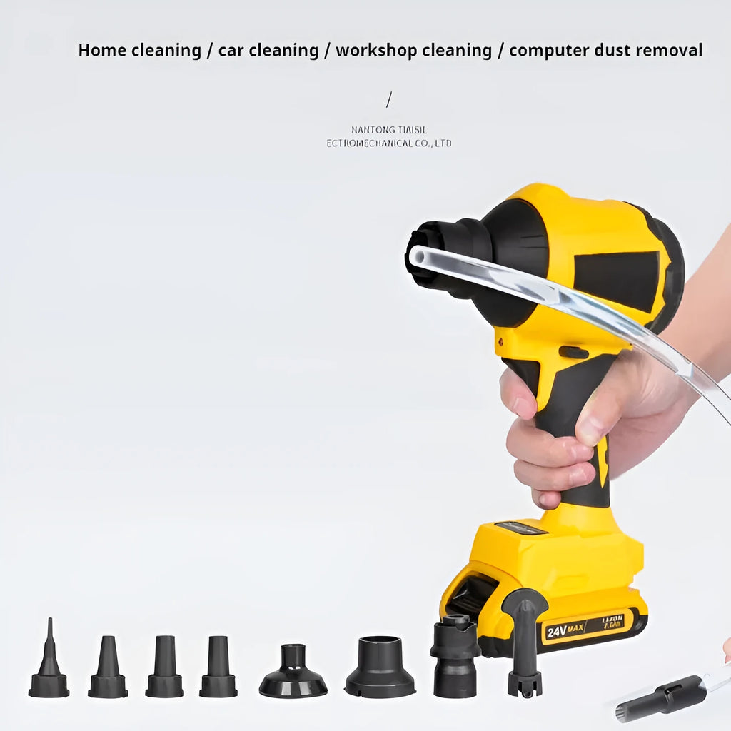 Yellow rechargeable lithium battery dust gun with 680W power rating for office cleaning applications