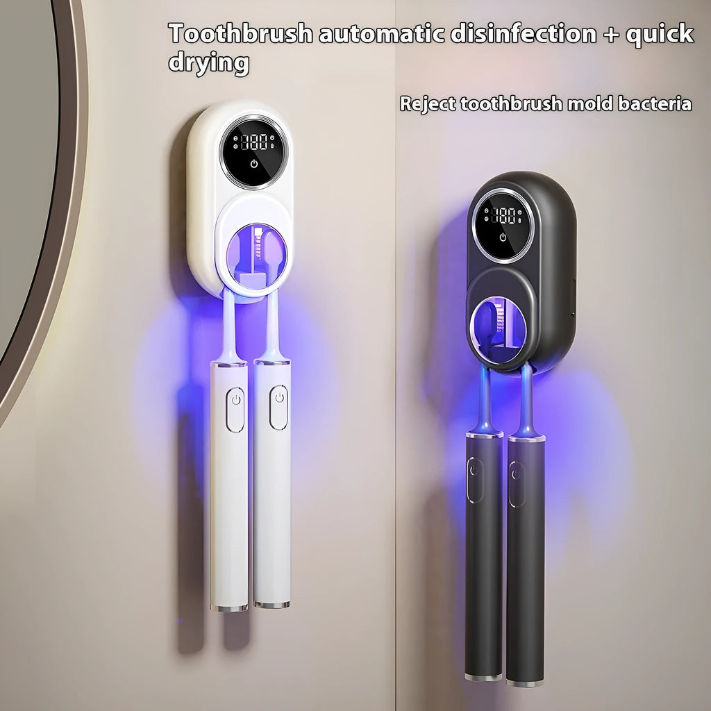 White intelligent electric wall-mounted sterilisation and drying rack for towels.