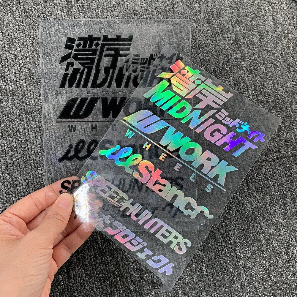 Motorcycle reflective bumper sticker measuring 16cm by 11cm in various colour options including fluorescent and reflective finishes.