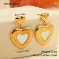 Gold-colour heart-shaped stainless steel earrings for women with electroplated finish