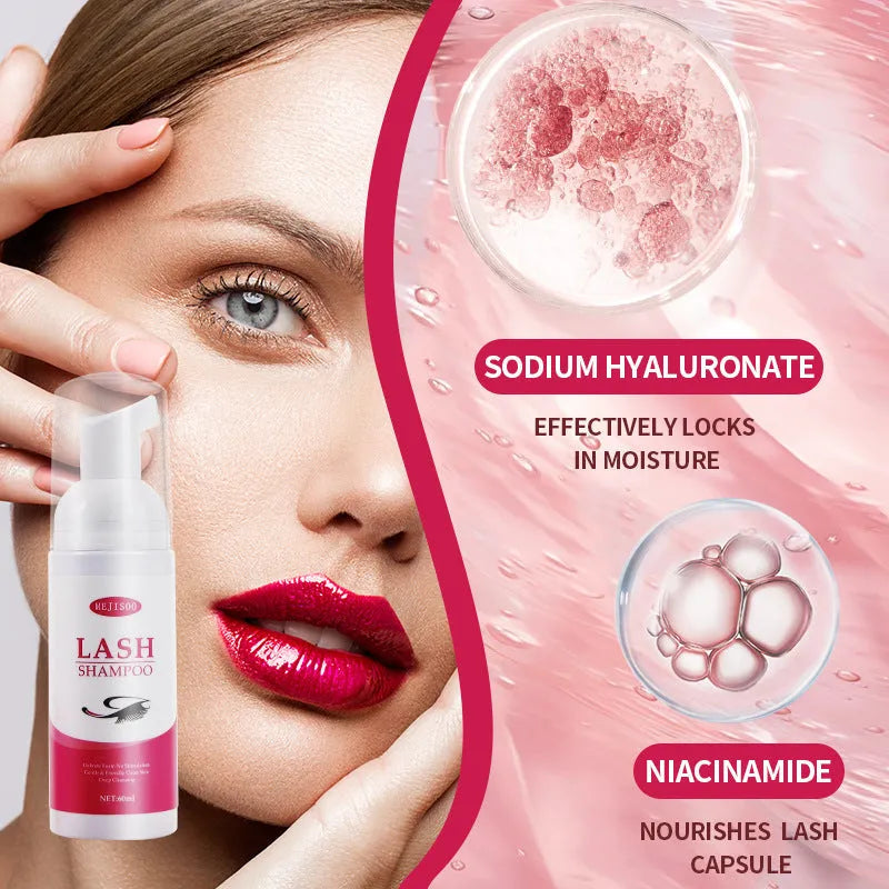 60ml bottle of lash shampoo mousse eyelash cleaning solution with 3.7cm diameter