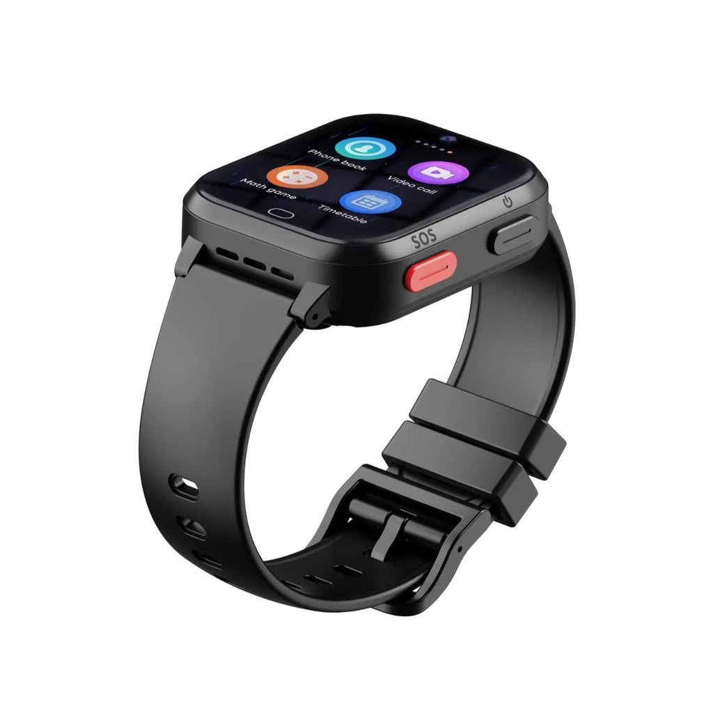 Child's smartwatch with colour touch screen on a wrist strap, showing video call interface