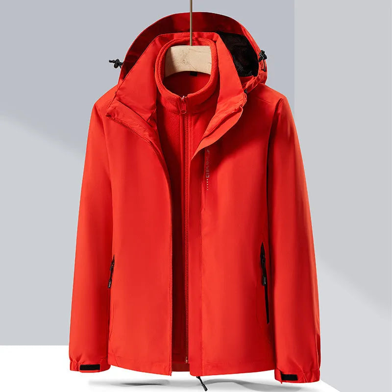 Men's fluorescent coloured removable two-piece waterproof mountaineering suit for outdoor sports