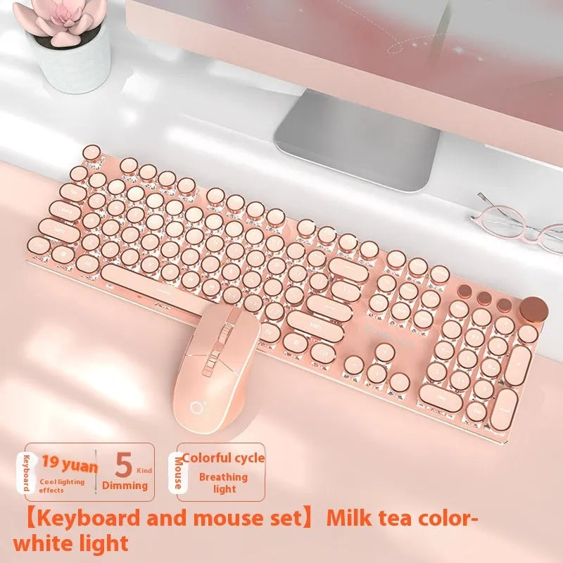 Matcha green mechanical gaming keyboard with multifunction knob on a desk