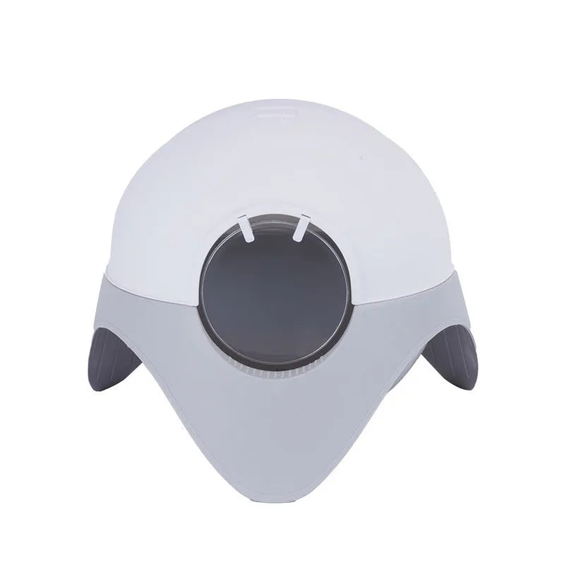 Large UFO enclosed litter box with snow house design in plastic