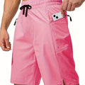Men's solid colour quick-drying polyester beach shorts in straight-leg cut