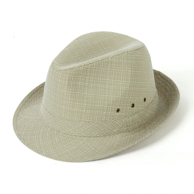 Men's thickened fedora hat shown in classic colours with size options from 57 to 60 centimetres.