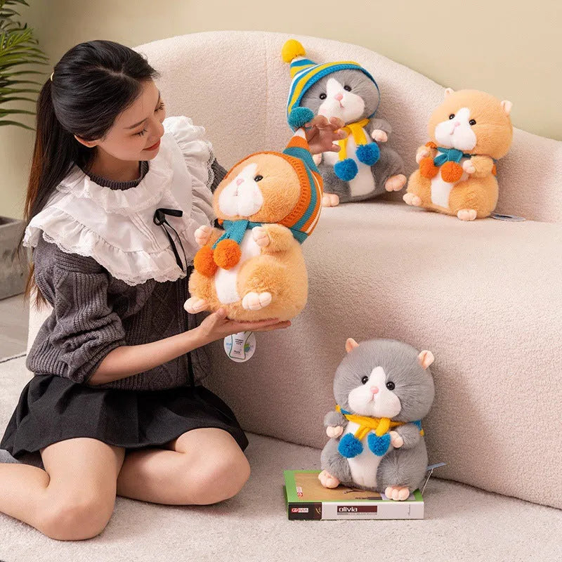 Djungarian hamster plush doll in brown, 25cm height, soft polyester fibre fabric with PP cotton filling