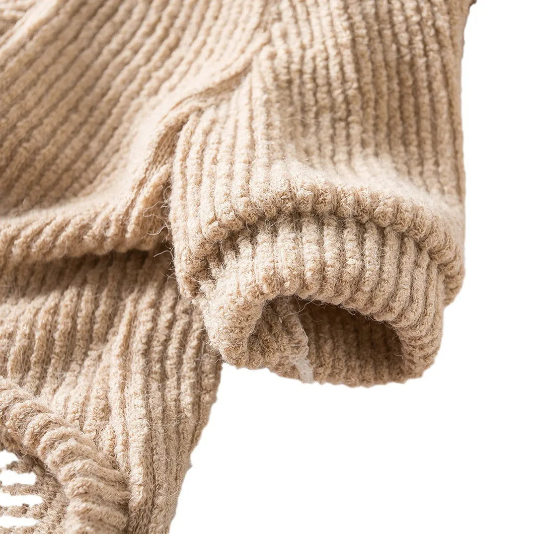 Brown cloth pullover sweater on a small dog, showing casual style and fit for breeds like Bichon or Pomeranian.