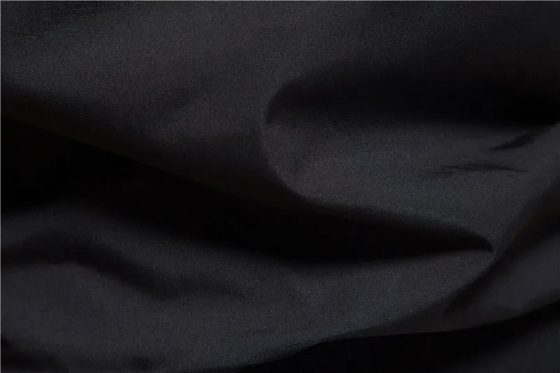 Men's solid colour thin casual jacket in polyester, shown in dark blue, black, and army green.
