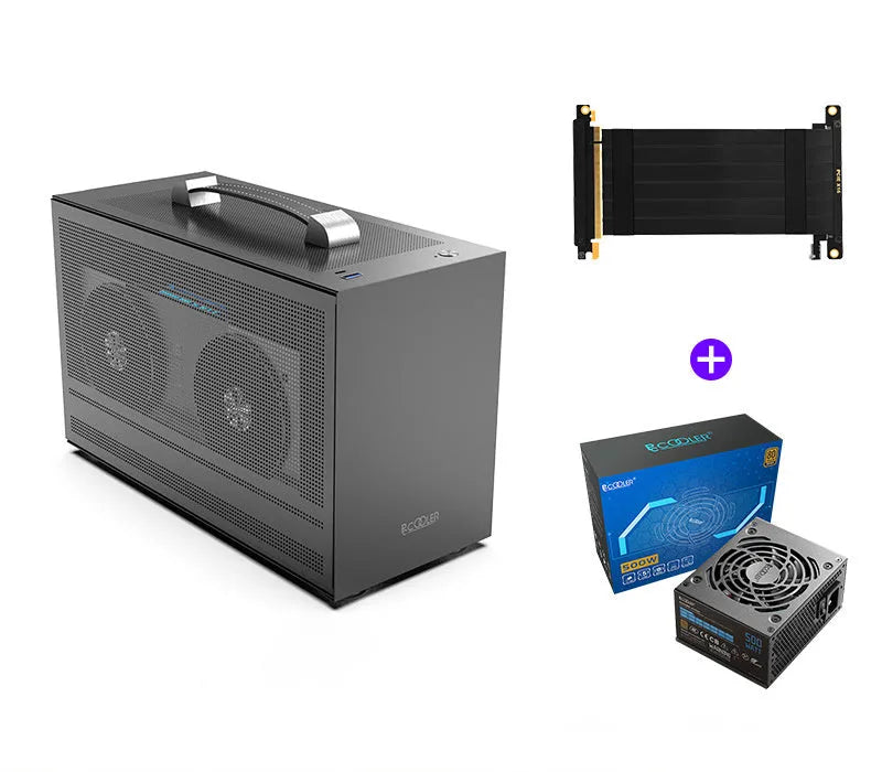 Hummingbird PRO compact ITX desktop PC chassis in titanium grey or white.