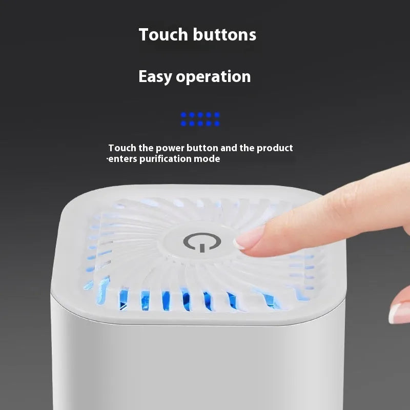 Mini USB air purifier in black and white colour options for cars and small rooms