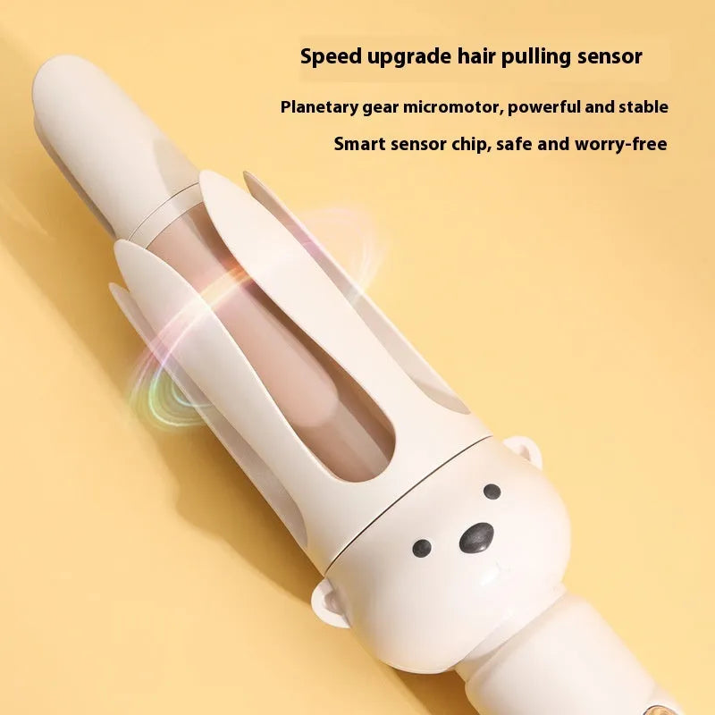 Beige anion automatic hair curler with wired power supply and negative ion technology