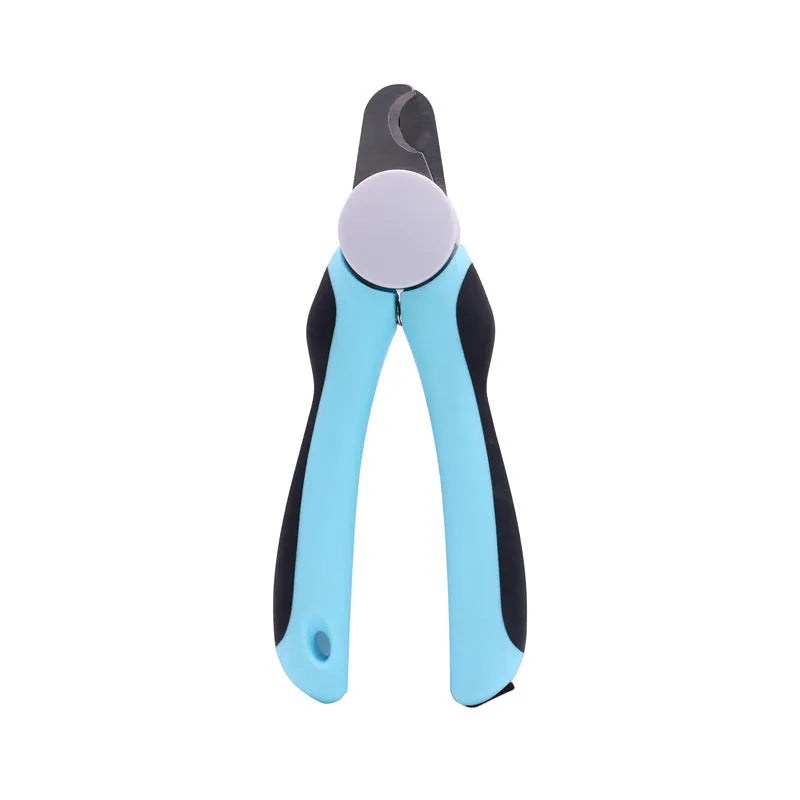 Blue heavy-duty dog nail clippers with a safety guard for large dogs and thick nails.