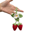 Handmade strawberry-shaped car decoration pendant woven from cotton and hemp knitting wool