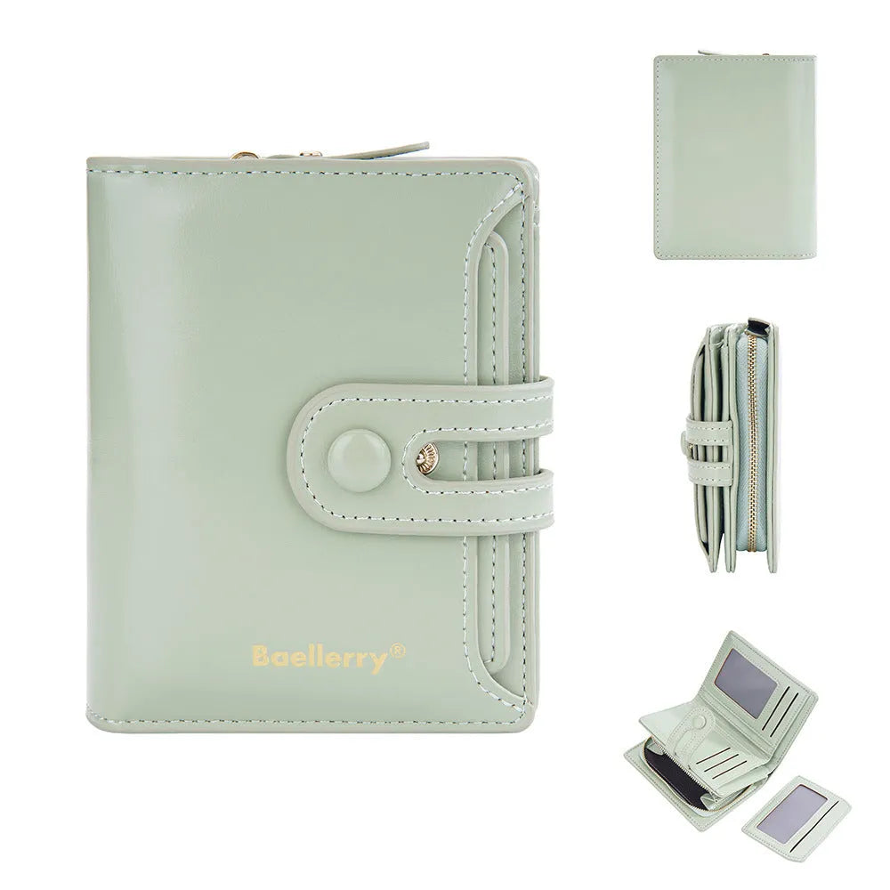 Women's PU leather card holder wallet in a choice of eight colours showing smooth polyester lining.