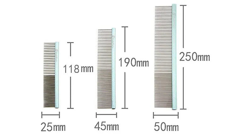 Double-sided stainless steel pet comb with 1mm fine teeth in blue option for dog and cat grooming