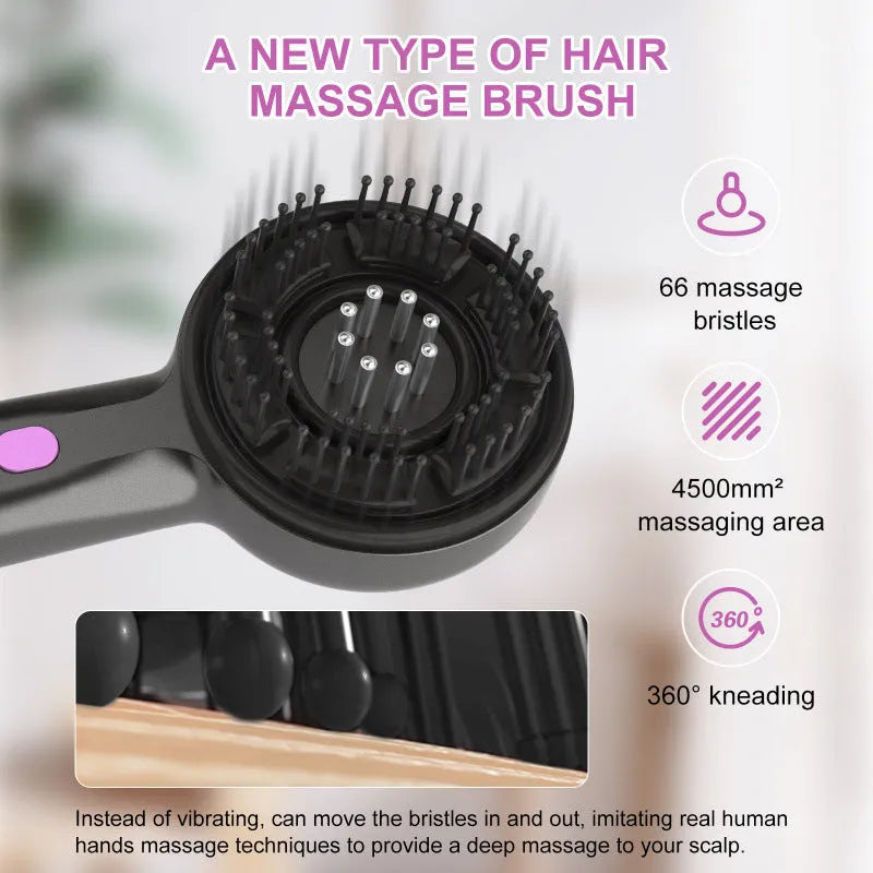 A black USB-powered head massage tingler comb with a comb design for scalp vibration massage.