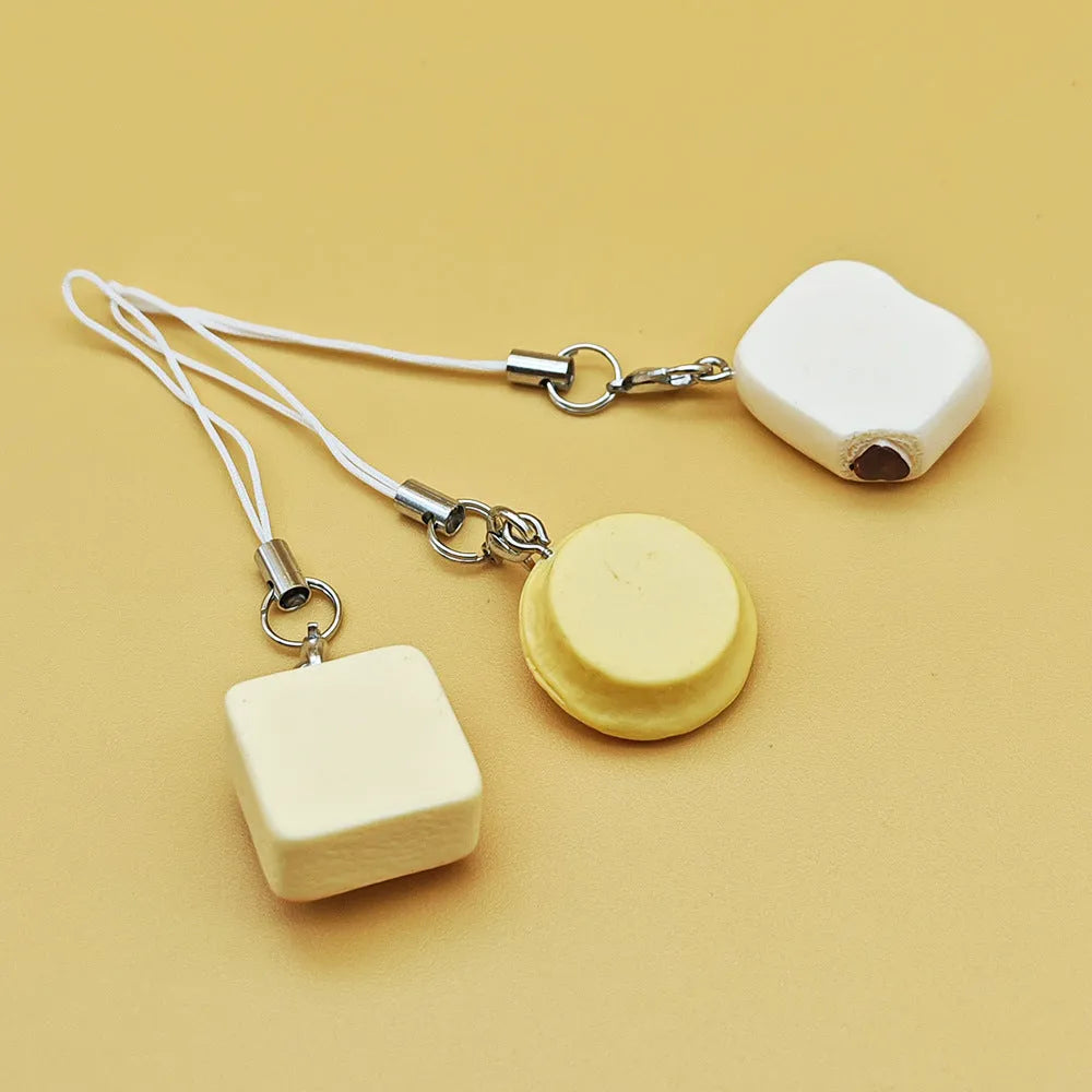 Cute kitten egg tart simulation mobile phone pendant cartoon decoration on phone