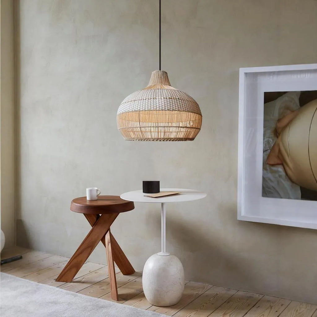 Rattan Silent Wind design chandelier with 60cm diameter, pastoral Southeast Asian style.