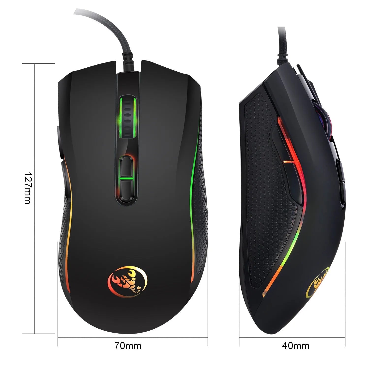 White and black gaming keyboard and mouse suit with colour backlight illumination