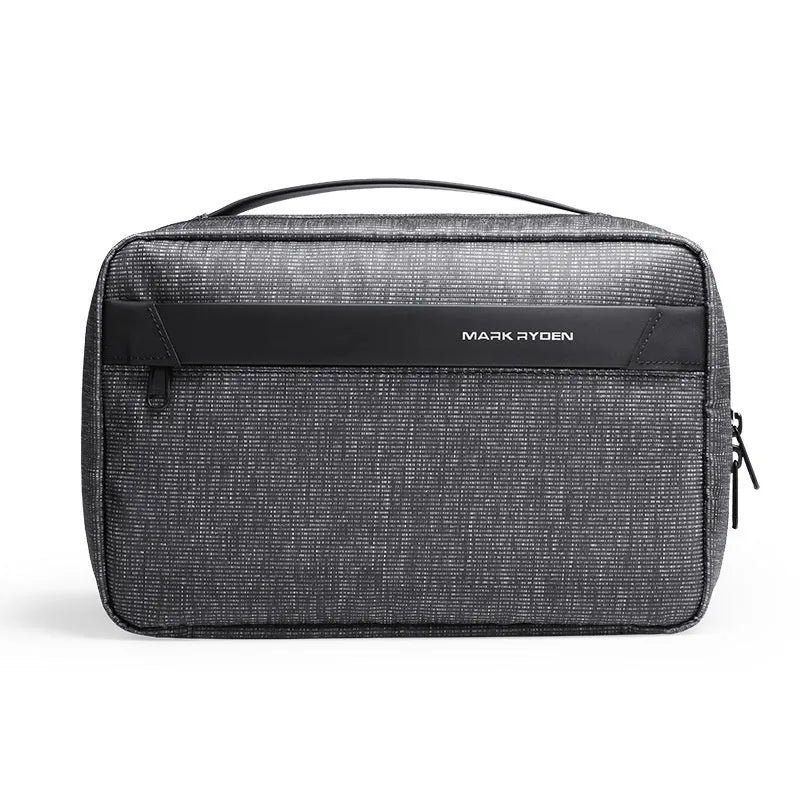 Oxford cloth multi-layer toiletries storage bag with wet dry separation compartments in graphite grey.