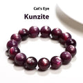 Natural purple lepidolite crystal bracelet with polished round beads in geometry style