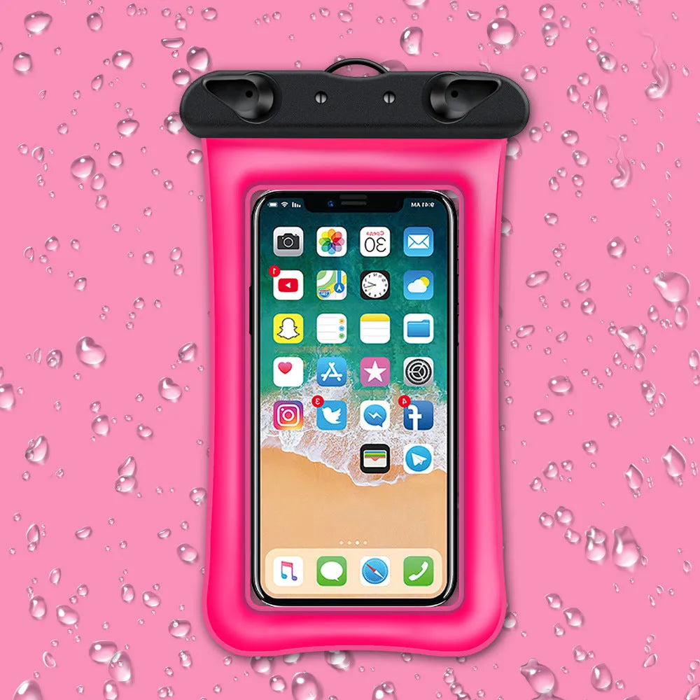Double airbag mobile phone waterproof bag with 45cm rope in various colours