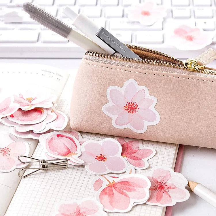 Sakura Story romantic sticker pack 45 sheets pink self-adhesive paper 44mm square