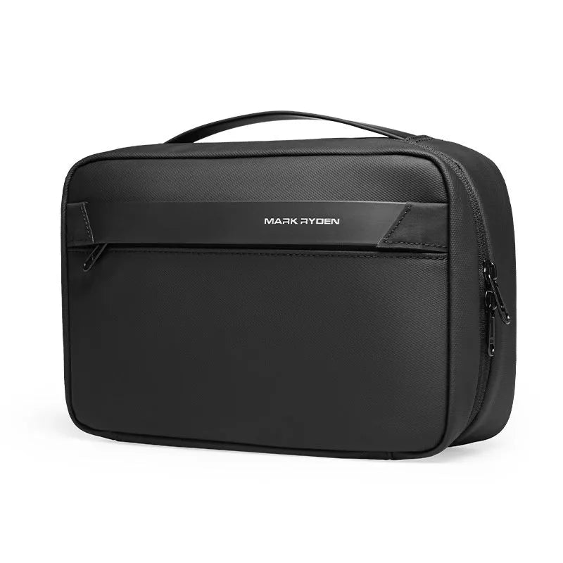 Oxford cloth multi-layer toiletries storage bag with wet dry separation compartments in graphite grey.