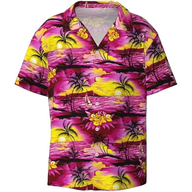 Men's slim fit camouflage short sleeve casual shirt in cardigan style