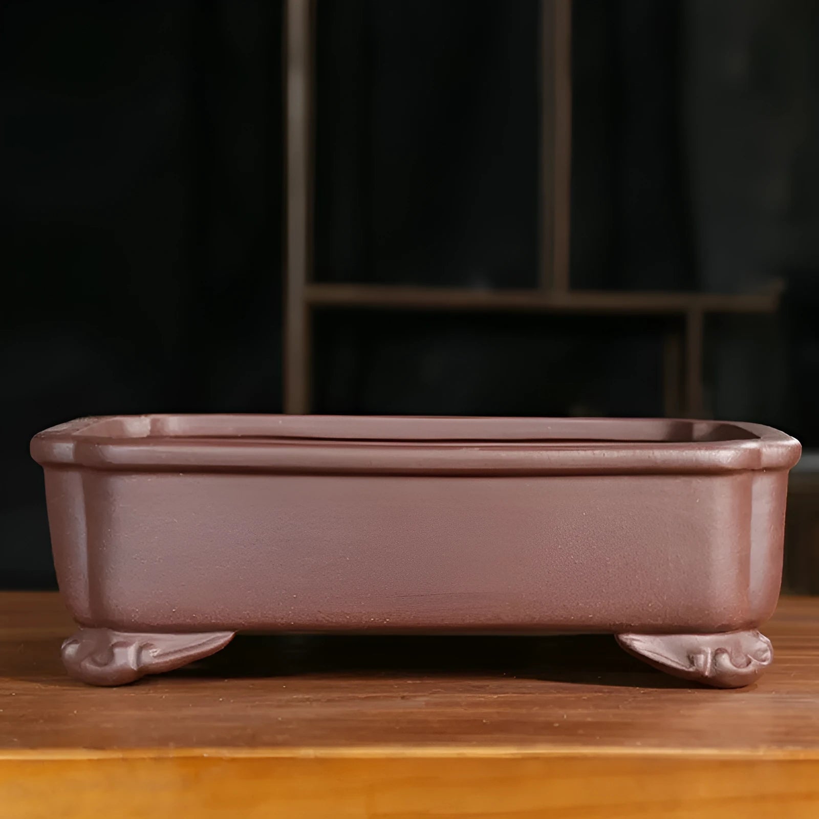 Purple sand rectangular antique bonsai manger with corner-cutting design for indoor outdoor plant display