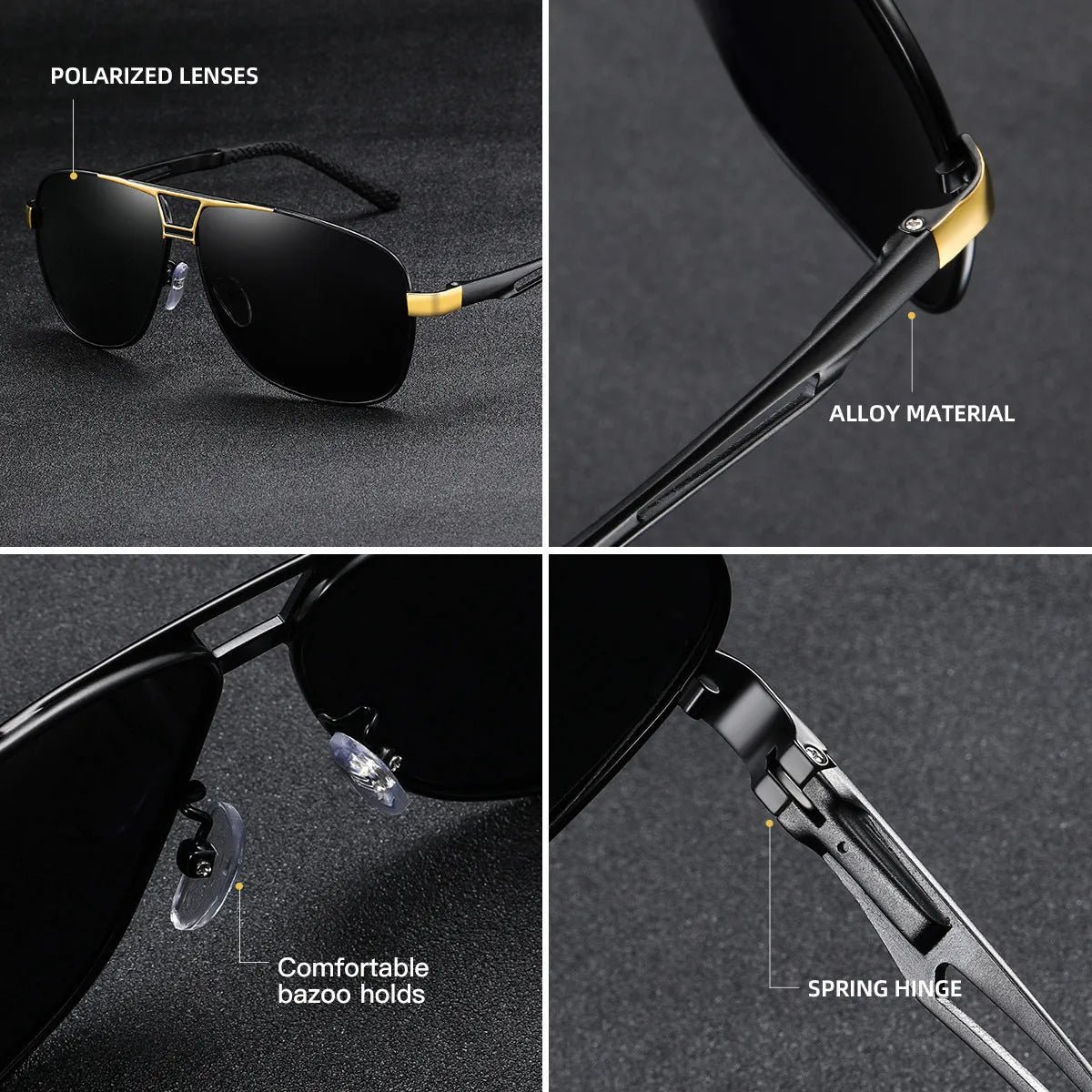 Men's polarised aviator sunglasses with orange-red lenses and metal frame