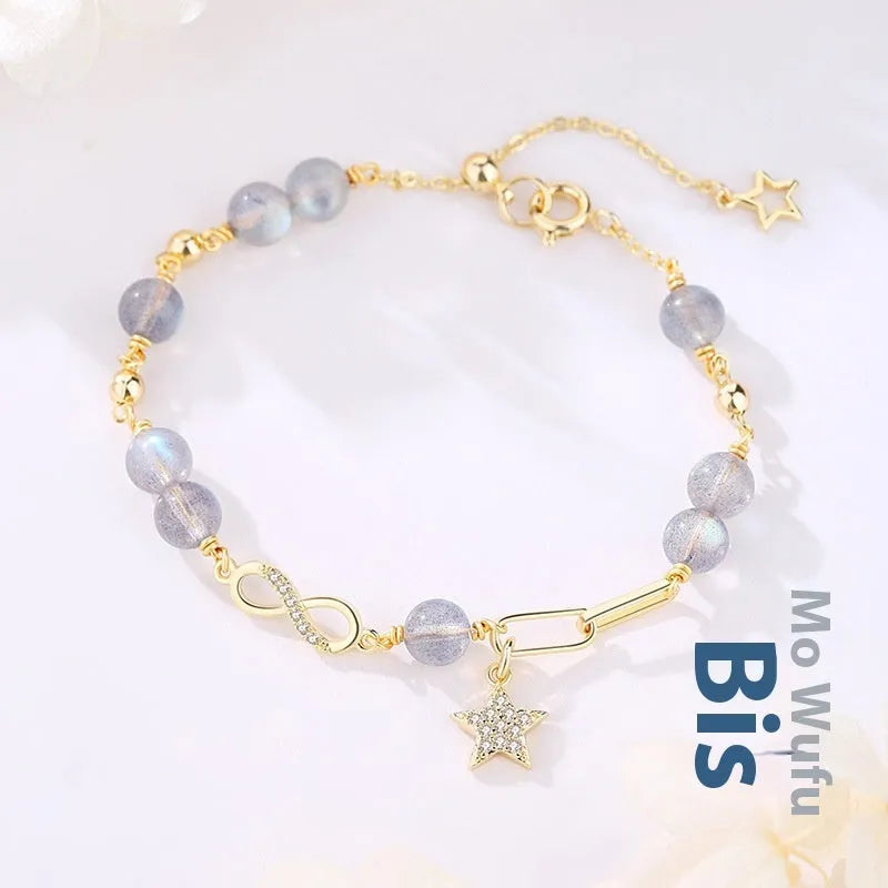 Women's Chinese-style crystal bracelet with Mobius loop and constellation modelling detail
