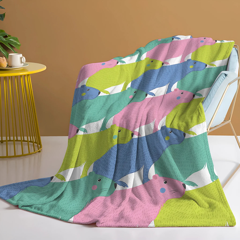 Flannel cartoon dolphin printed blanket in pink, soft flannel velvet throw for couch or outdoor use