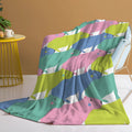 Flannel cartoon dolphin printed blanket in pink, soft flannel velvet throw for couch or outdoor use