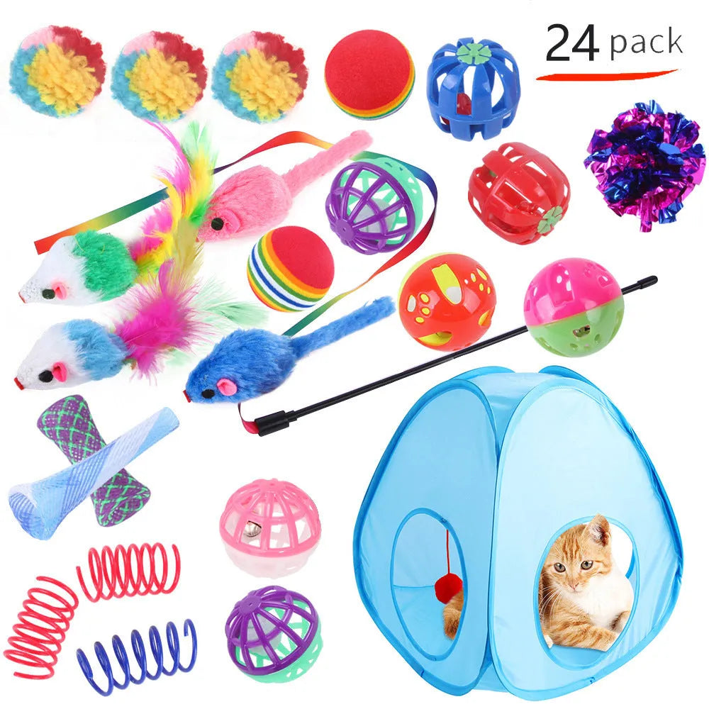 Plastic cat toy suit with tunnel channels in a selected colour from the B99801-B99855 range