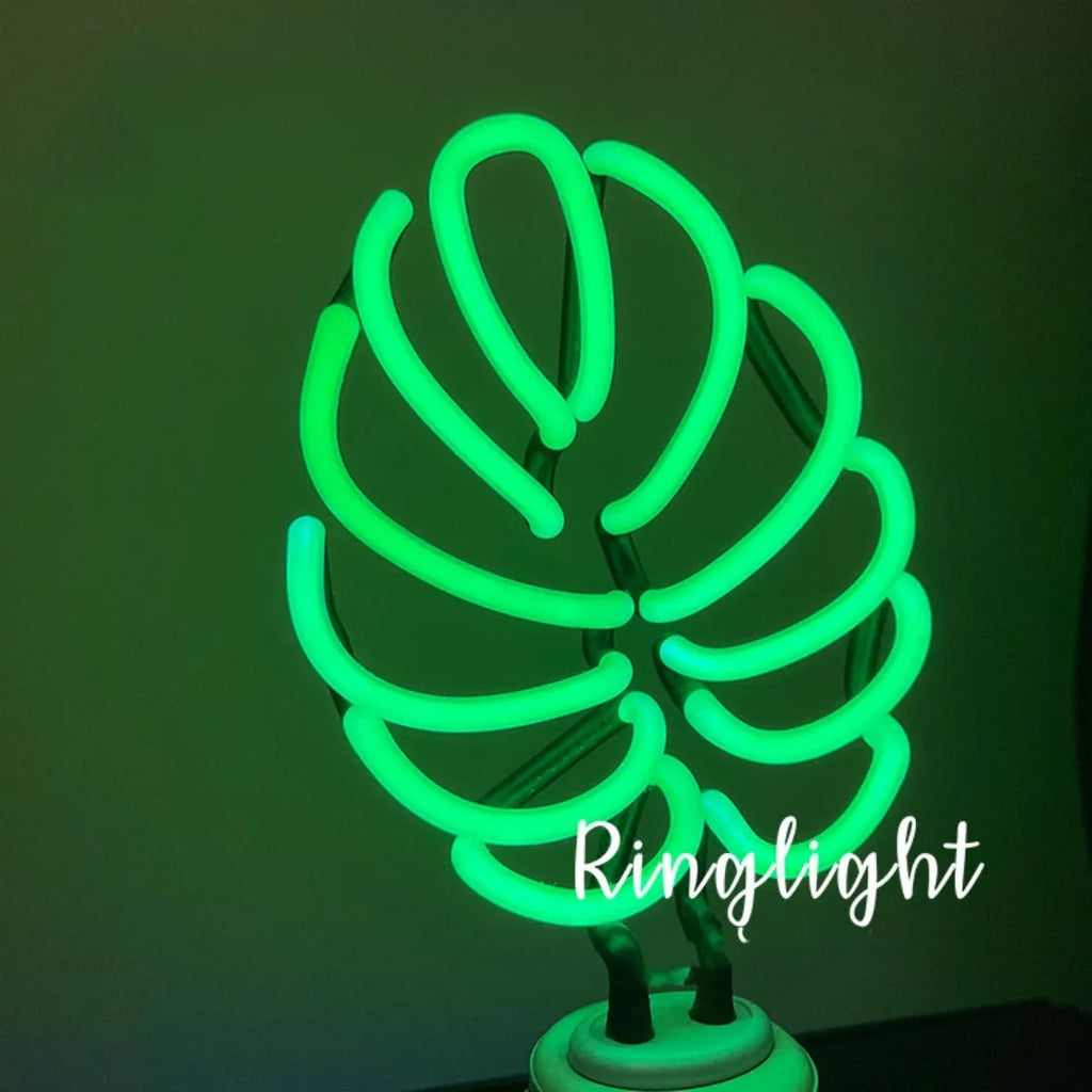 White tube bamboo shape desktop lamp with green LED lighting in two size options