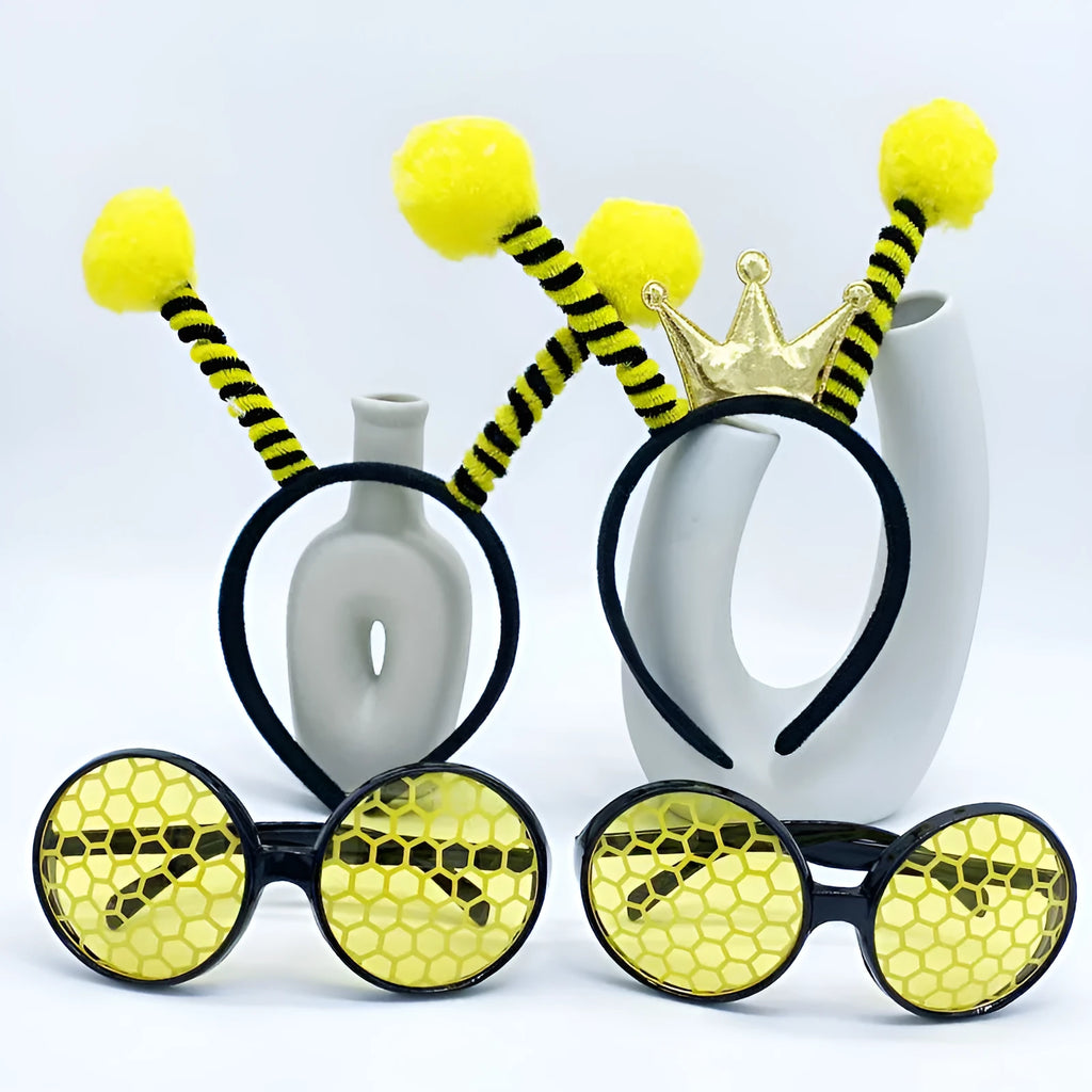 Kids bees party dress up set with headband and glasses in four colour variations