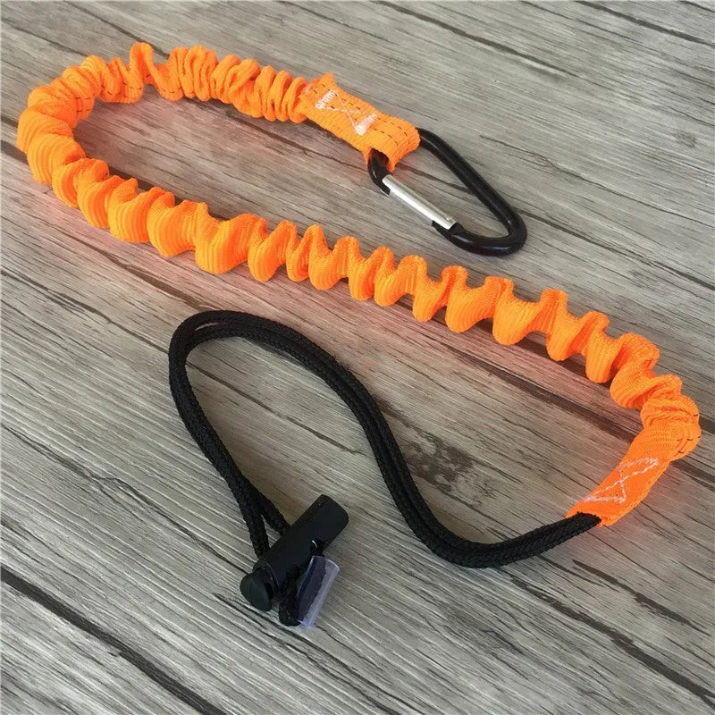 Orange fishing rod elastic safety rope measuring 90cm for preventing rod section separation