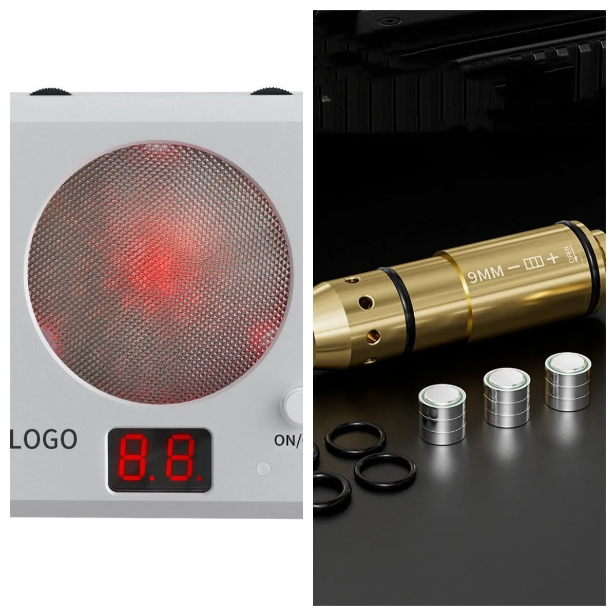 Laser target for dry fire training with infrared counting display, rechargeable, ABS construction, magnetic plate and four target rings
