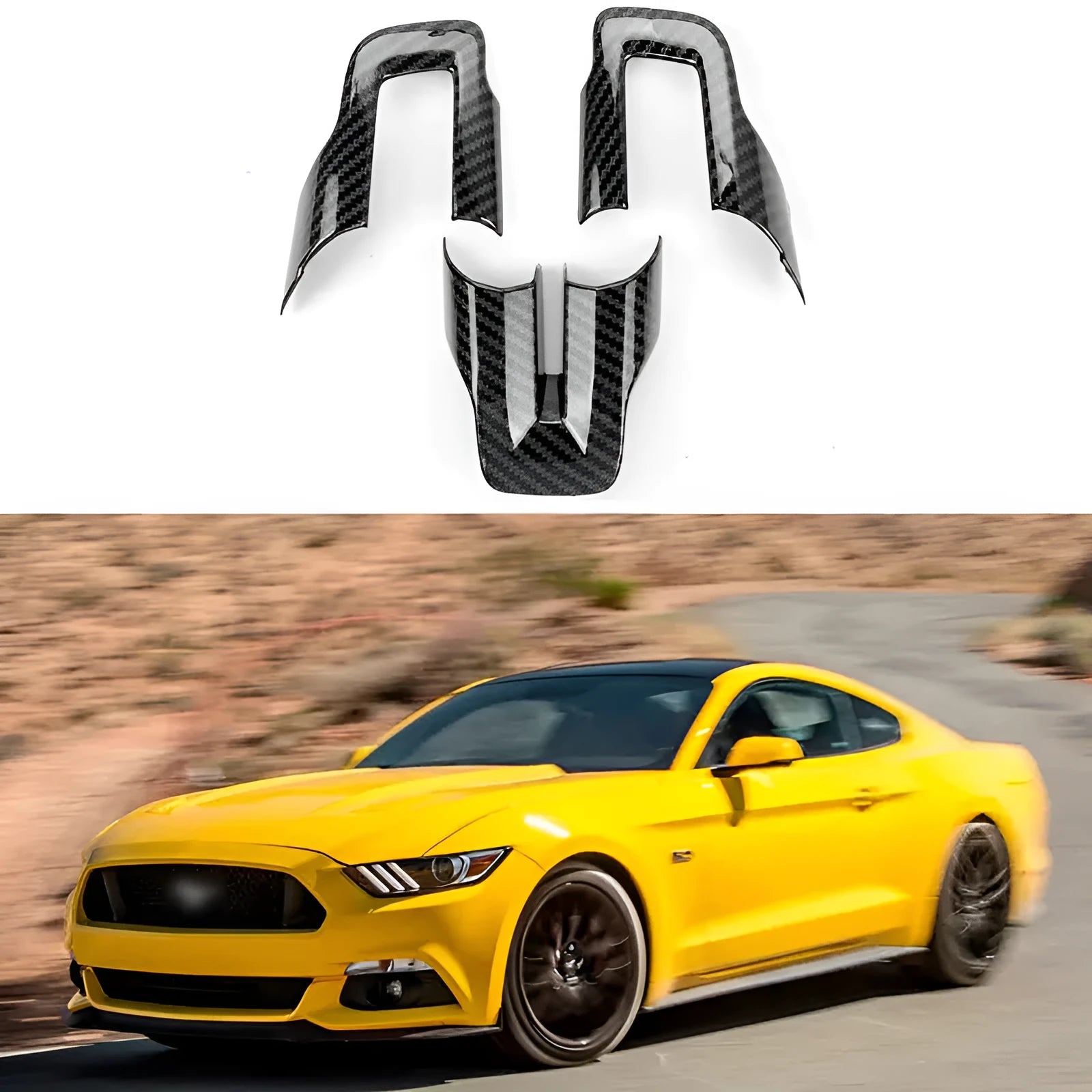 Three-piece carbon fibre pattern steering wheel cover decoration set for car interior customisation