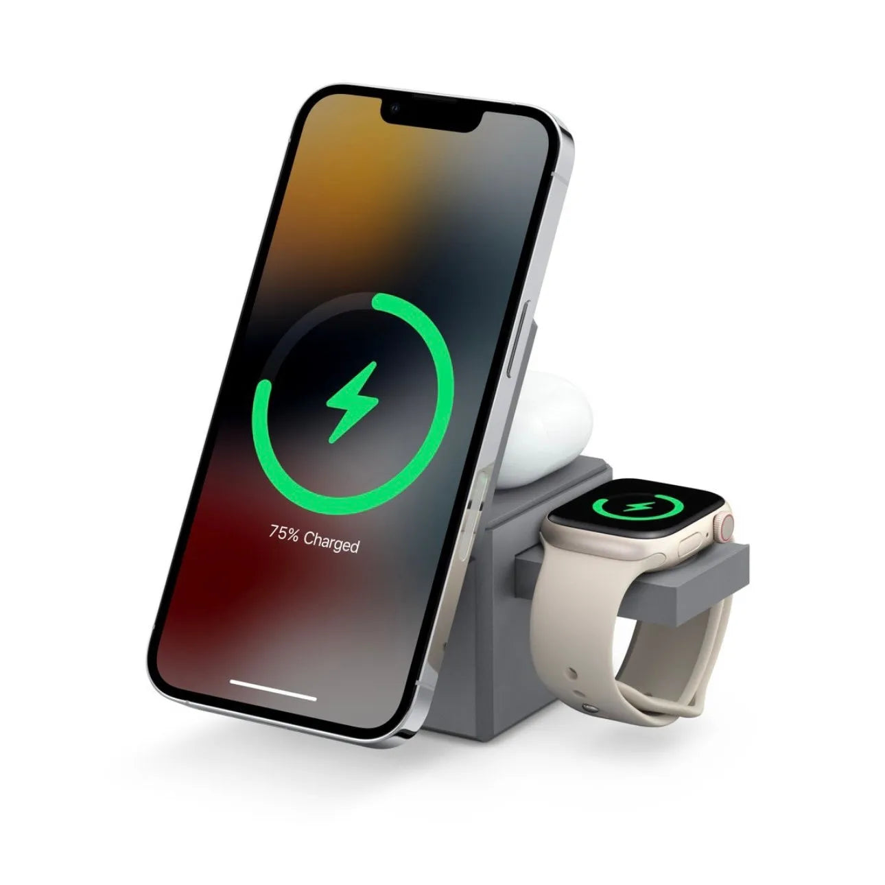 Black foldable magnetic wireless charger for iPhone, AirPods and Apple Watch with Type-C port