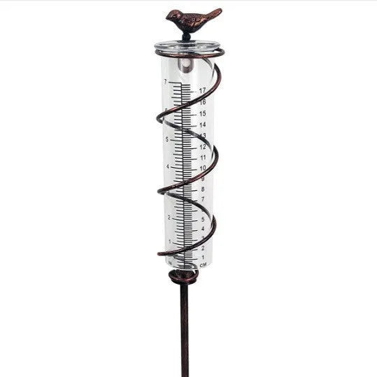 Cast iron bird design rain gauge hyetometer for garden rainfall measurement with 800ml capacity