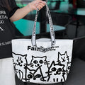 Waterproof woven handbag with colour printing in snakeskin bag style