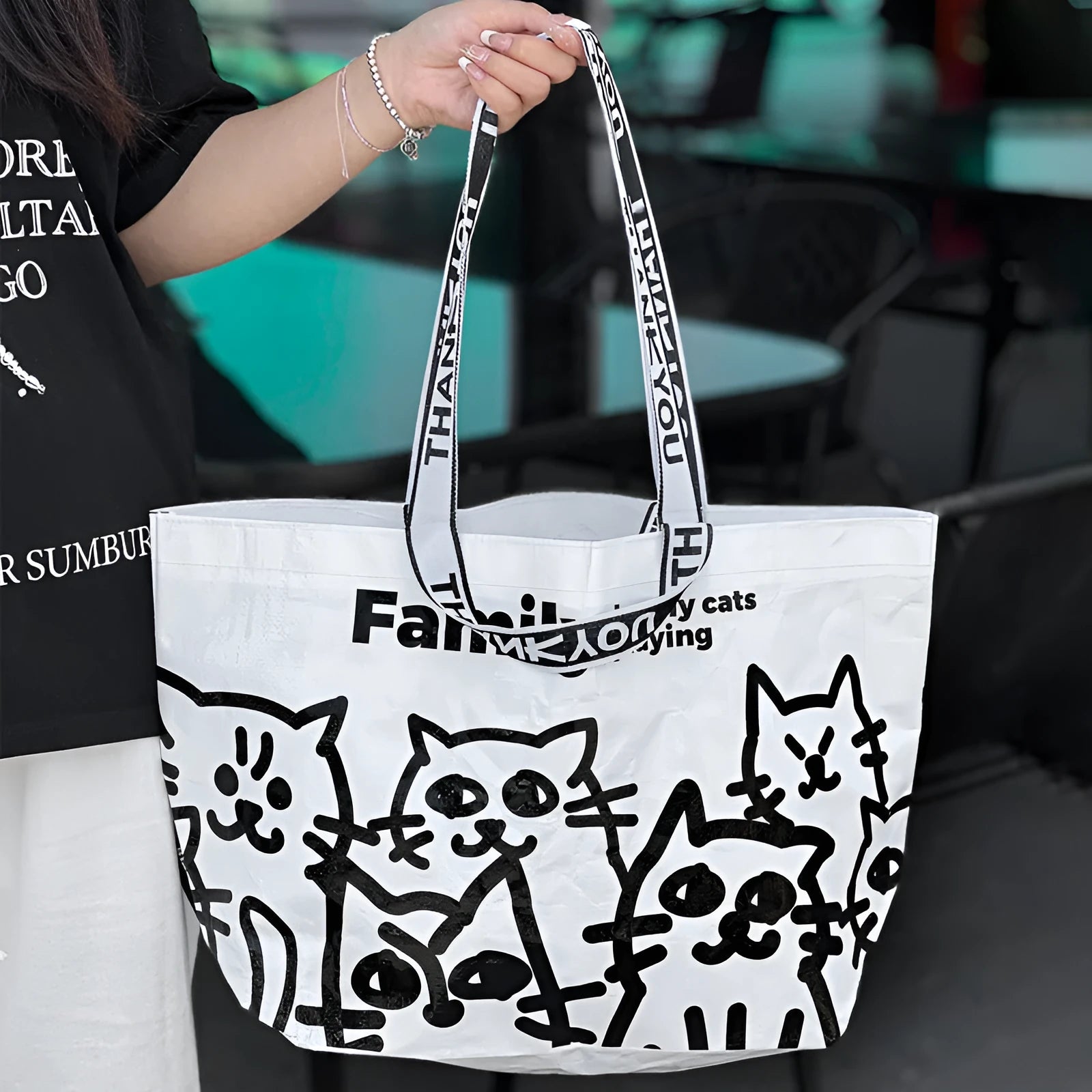 Waterproof woven handbag with colour printing in snakeskin bag style